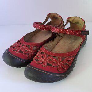 JBU By JAMBU Women's Sz 6.5 M Wildflower Mary Jane Memory Foam Comfort Red Shoes
